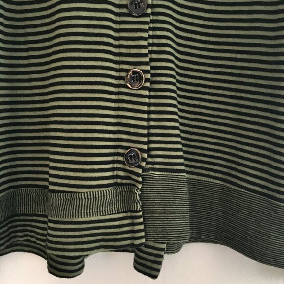 Habitat Sz XL Green Black Striped Artsy Lagenlook Cardigan Jacket Topper Blouse - Picture 3 of 10